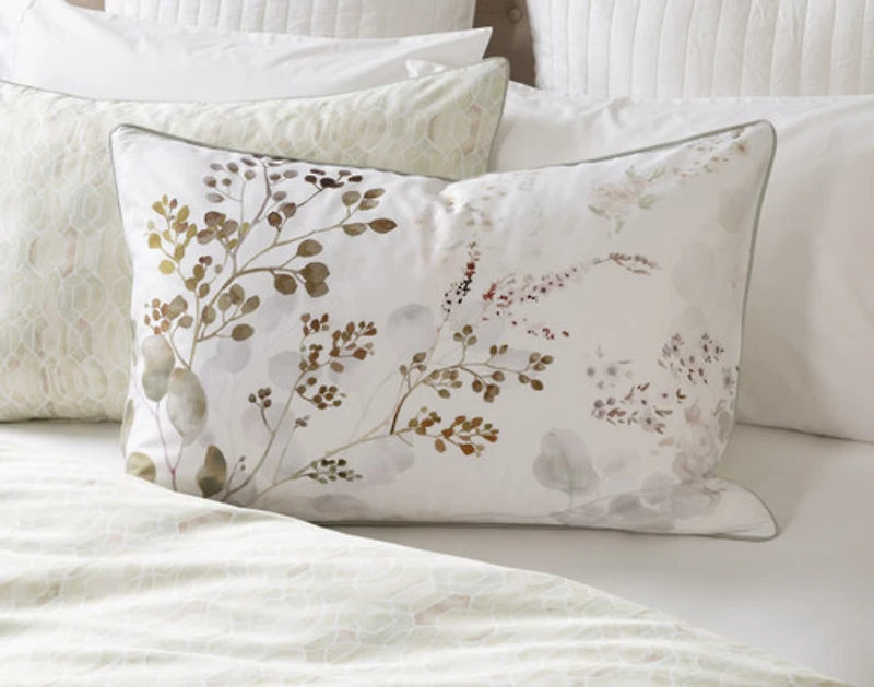 Sasha Botanical Pillow Sham, Botanical, White,