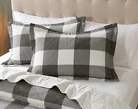 Wellington Pine Gingham Cotton Quilt Set, Geometric, Grey, Queen