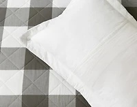 Wellington Pine Gingham Cotton Quilt Set, Geometric, Grey, Queen