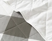 Wellington Pine Gingham Cotton Quilt Set, Geometric, Grey, Queen