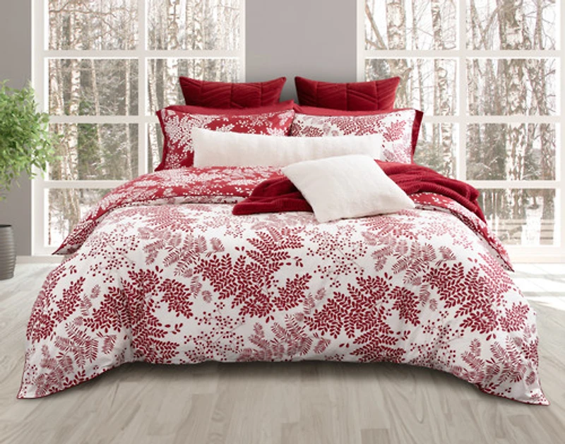 Hayberry Duvet Cover, Cotton, Botanical, Red, Twin