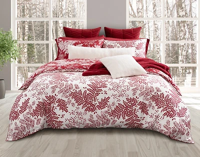 Hayberry Duvet Cover, Cotton, Botanical, Red, Twin