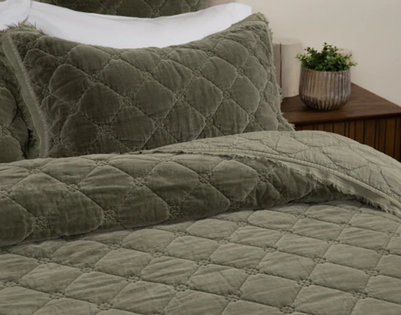 Silas Quilt Set, Geometric, Green,