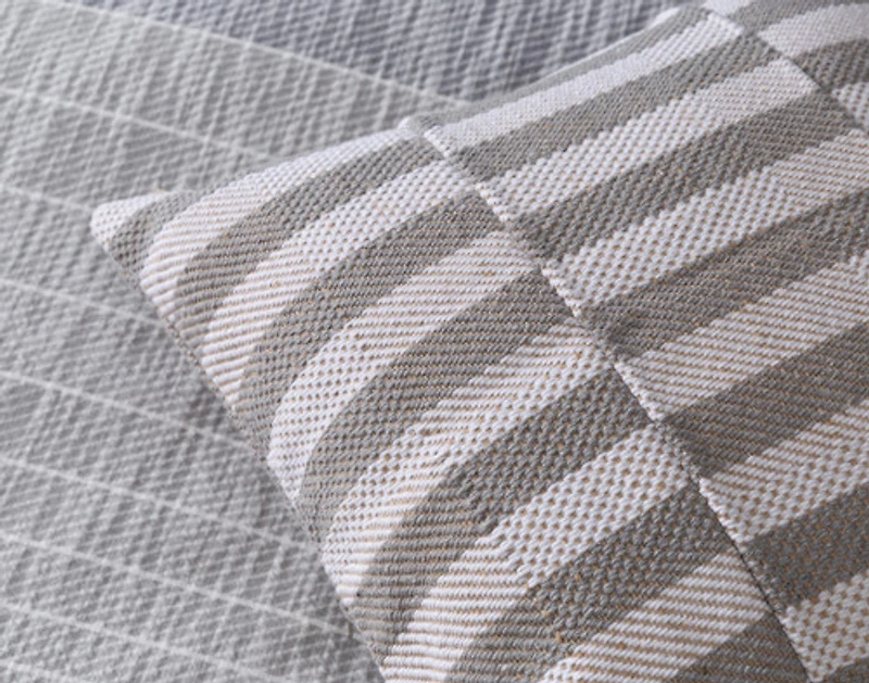 Halston Cotton Jacquard Square Cushion Cover, Geometric, White, 18" x 18"