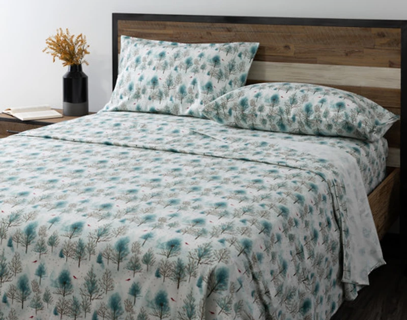 Organic Cotton Flannel Sheet Set - Winterscape - Queen