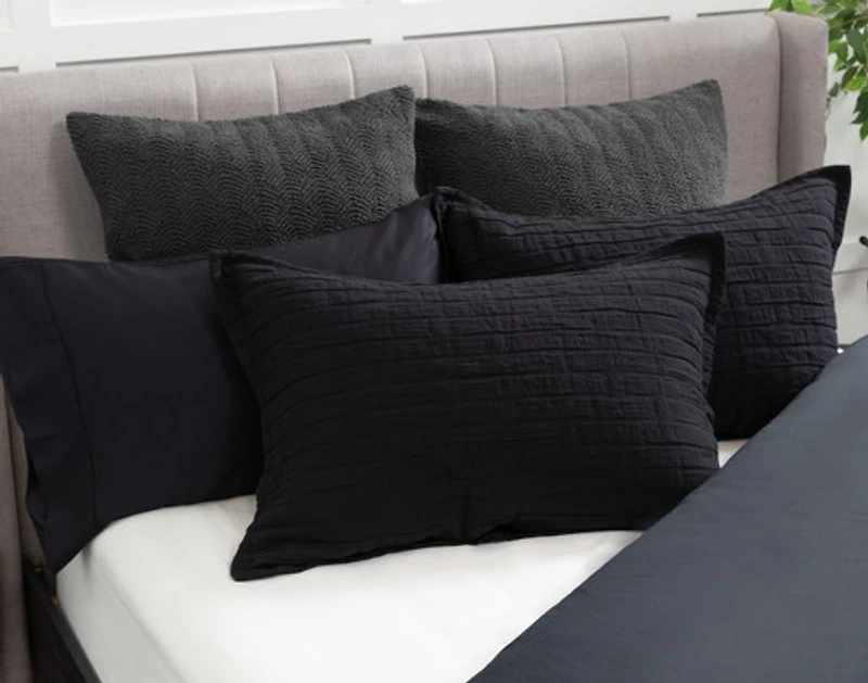Jetset Black Duvet Cover, Cotton, Geometric,