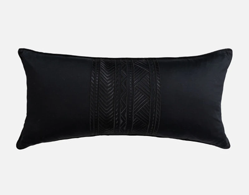 Jetset Black Boudoir Pillow Cover, Geometric, 24" x 12"