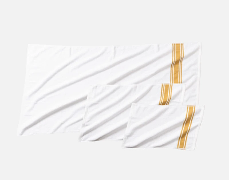 Bronze Stripe Cotton Towel Set, Geometric, White