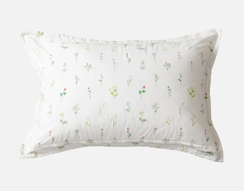 Lena Pillow Sham, Floral, White, King