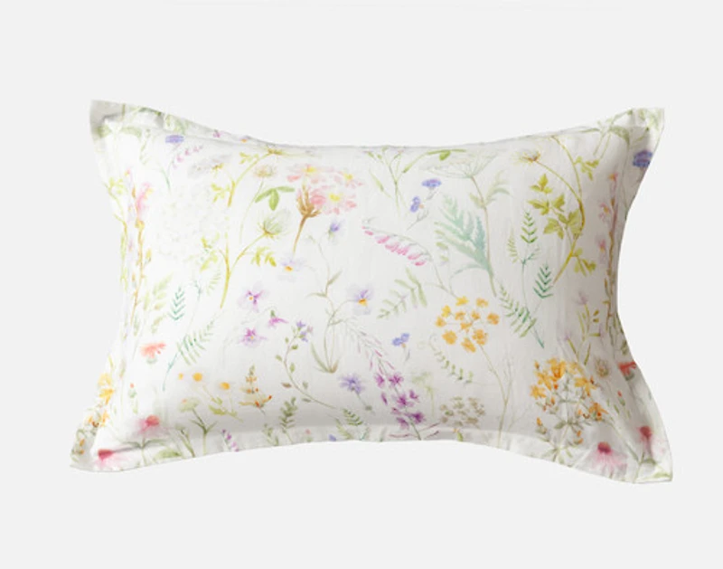 Lena Pillow Sham, Floral, White, King