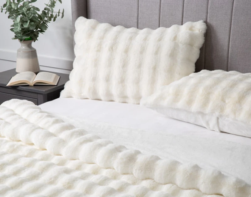 Bubble Faux Fur Comforter Set