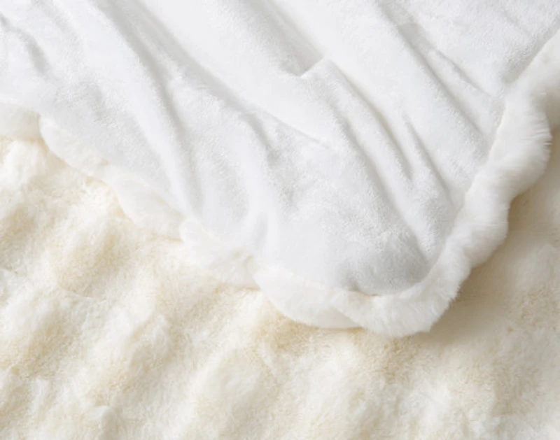 Bubble Faux Fur Comforter Set