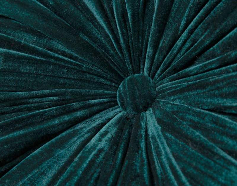 Pleated Velvet Round Cushion