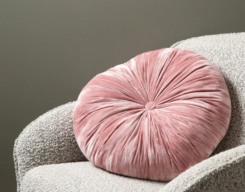 Pleated Velvet Round Cushion