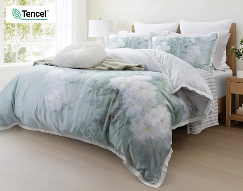Persuasion Floral Duvet Cover, TENCEL Lyocell, Floral, White,