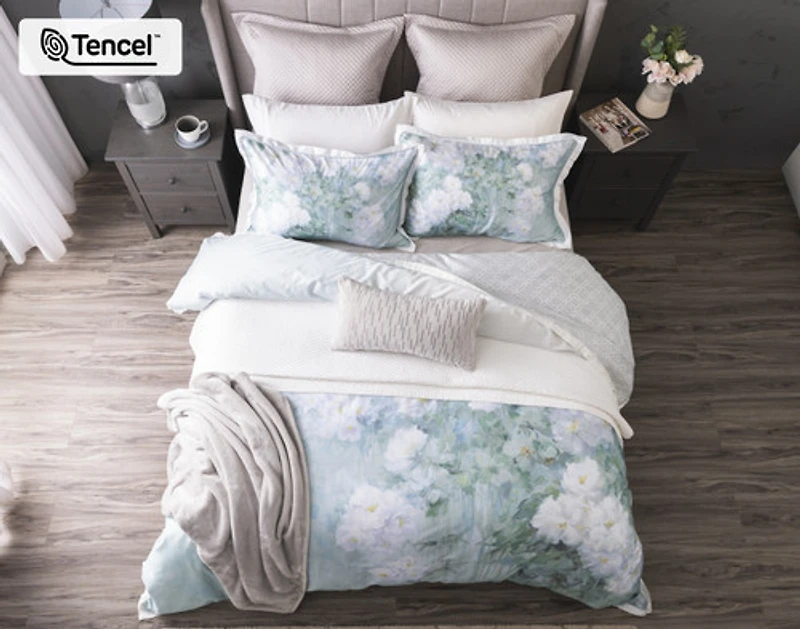 Persuasion Floral Duvet Cover, TENCEL Lyocell, Floral, White,
