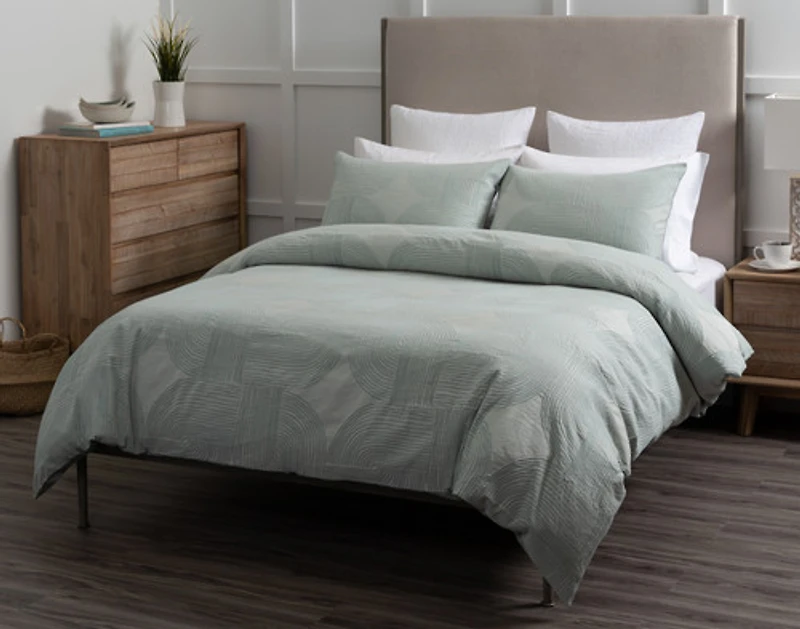 Tempo Duvet Cover, Cotton, Geometric, Green, King