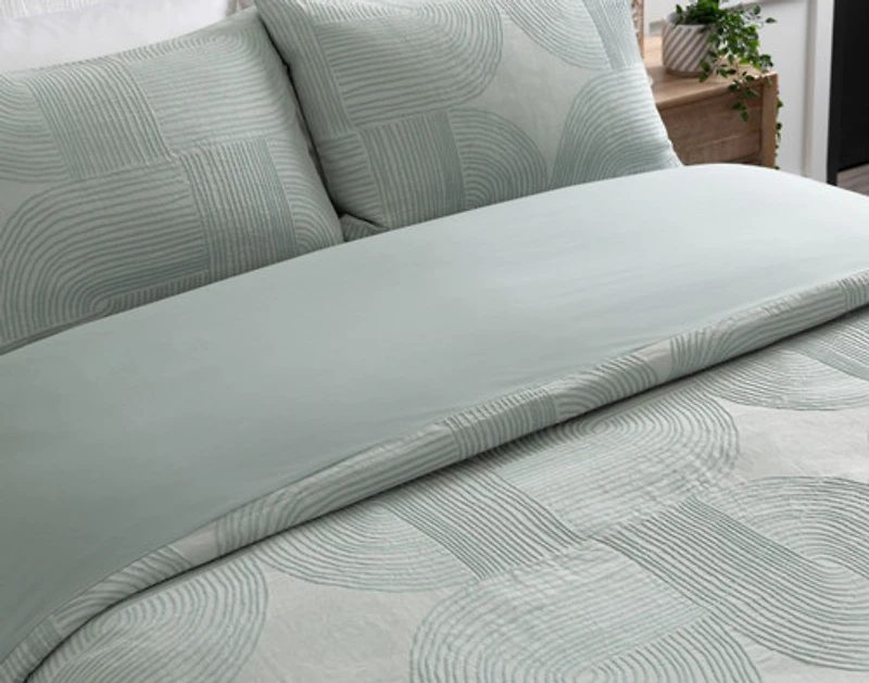 Tempo Duvet Cover, Cotton, Geometric, Green, King