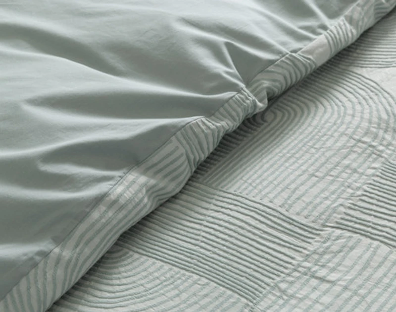 Tempo Duvet Cover, Cotton, Geometric, Green, King