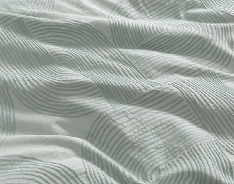 Tempo Duvet Cover, Cotton, Geometric, Green, King