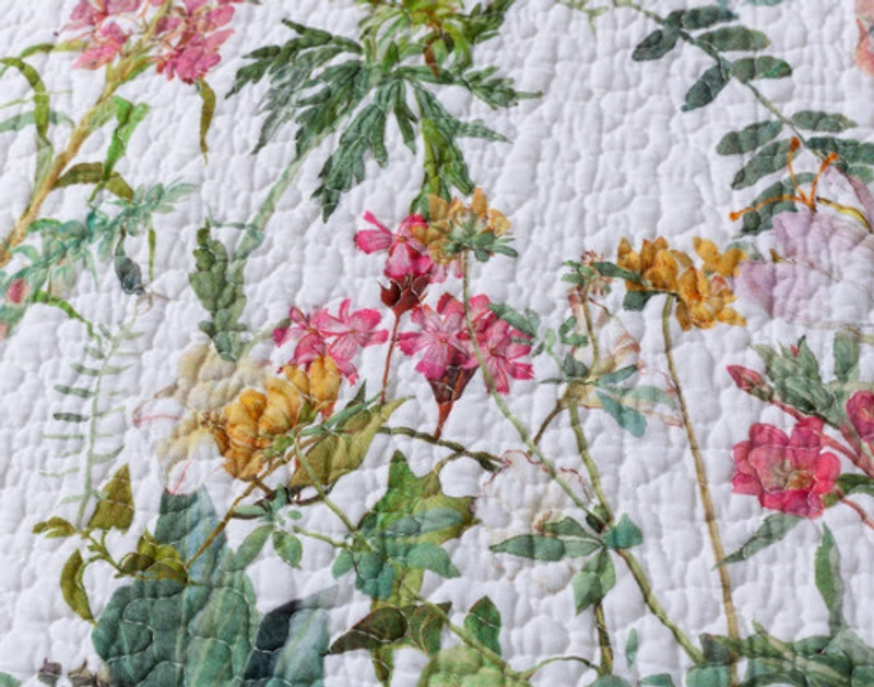 Summerfield Cotton Quilt Set, Floral, White, Queen