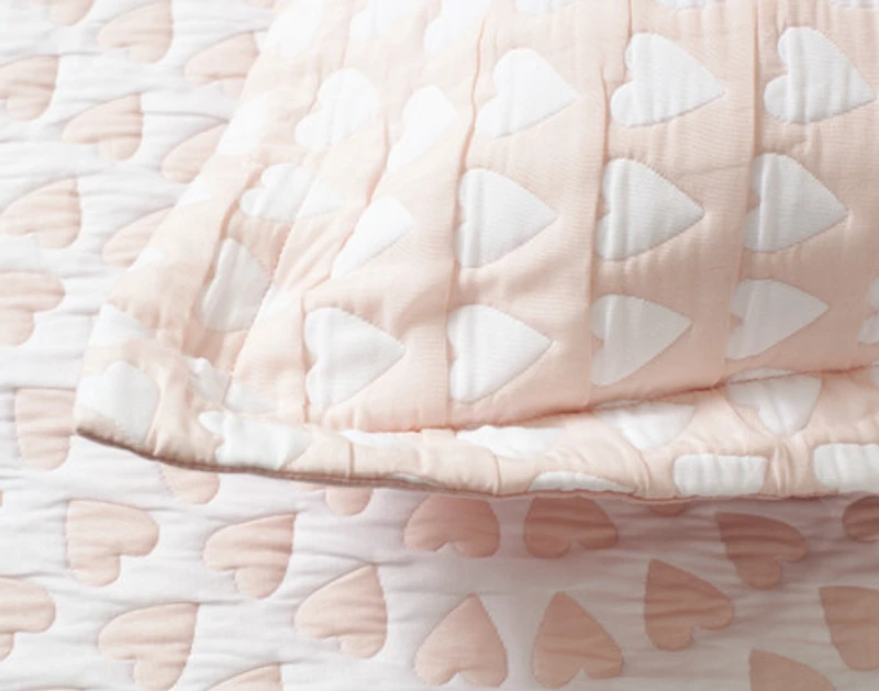Sweetheart Cotton Blend Coverlet Set, Contemporary, Pink, Twin