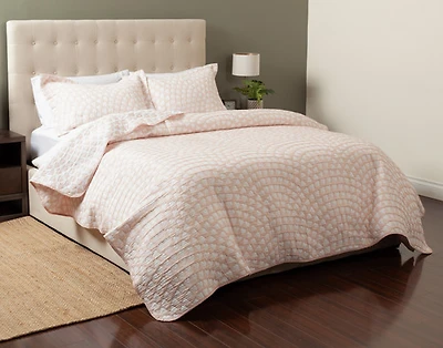 Sweetheart Cotton Blend Coverlet Set, Contemporary, Pink, Twin