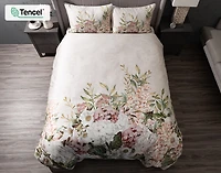 Positano Floral Duvet Cover, TENCEL Lyocell, Floral, Beige,