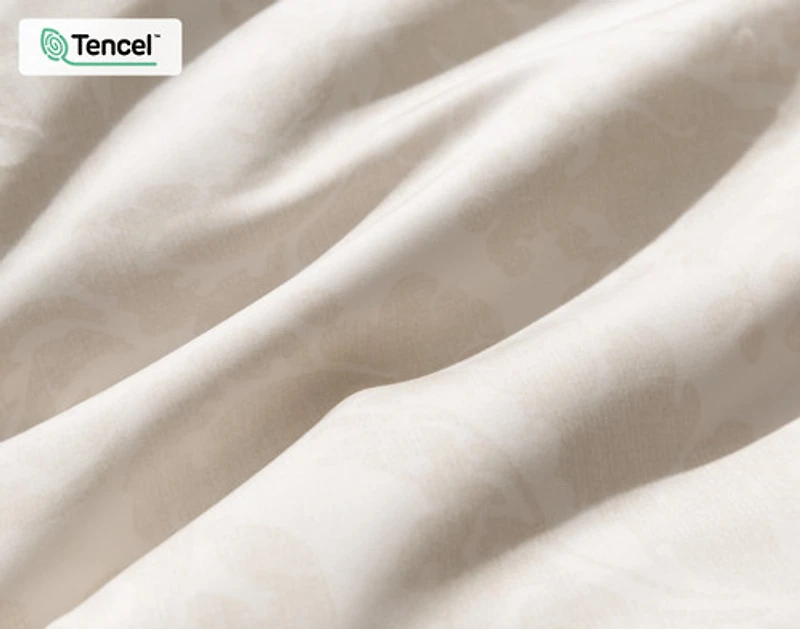 Positano Floral Duvet Cover, TENCEL Lyocell, Floral, Beige,