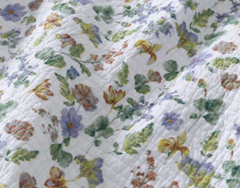 Violet Cotton Quilt Set, Floral, Purple,