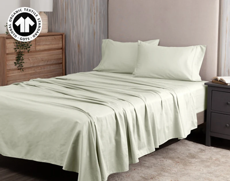 300TC Organic Cotton Sheet Set - Sagebrush Green