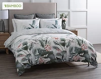 Yolanda Duvet Cover, Bamboo Cotton, Botanical, Green,