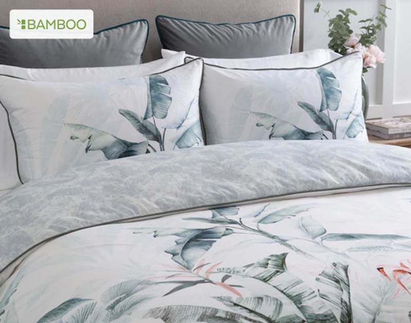 Yolanda Duvet Cover, Bamboo Cotton, Botanical, Green,