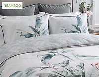 Yolanda Duvet Cover, Bamboo Cotton, Botanical, Green,