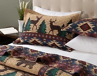 Deer Creek Cotton Quilt Set, Scenic, Brown, Queen