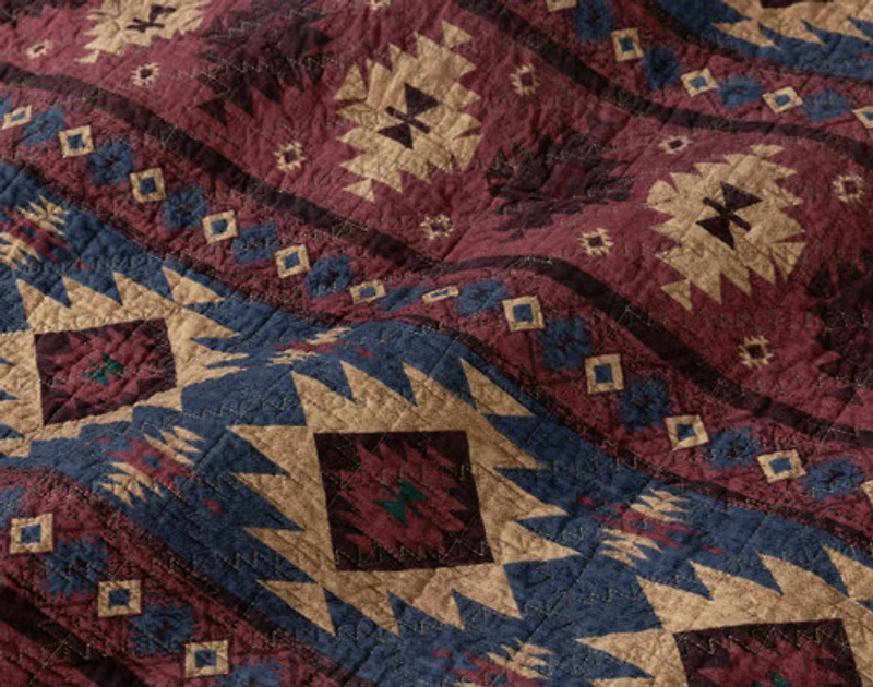 Deer Creek Cotton Quilt Set, Scenic, Brown, Queen