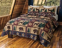 Deer Creek Cotton Quilt Set, Scenic, Brown, Queen