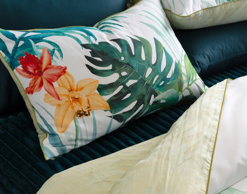 Palawan Tropical Duvet Cover, Cotton Set, Botanical, Green,