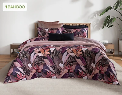 Anguilla Tropical Duvet Cover, Bamboo Cotton, Botanical, Purple,