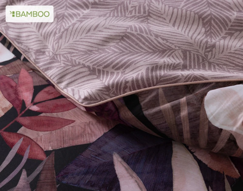 Anguilla Tropical Duvet Cover, Bamboo Cotton, Botanical, Purple,