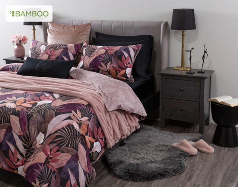 Anguilla Tropical Duvet Cover, Bamboo Cotton, Botanical, Purple,