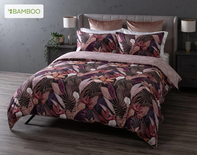 Anguilla Tropical Duvet Cover, Bamboo Cotton, Botanical, Purple,