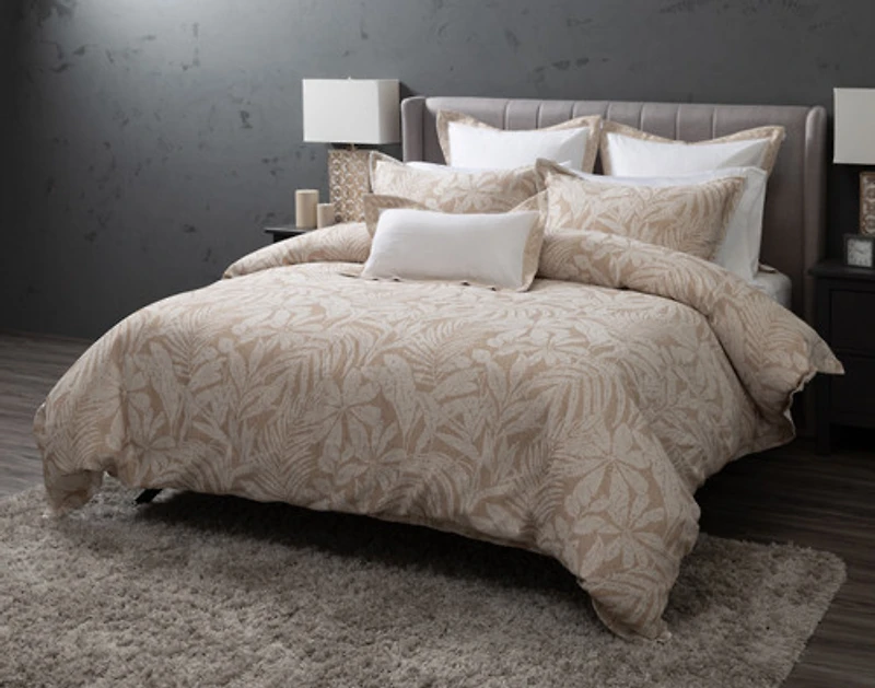 Dorado Duvet Cover, Cotton, Botanical, Beige,