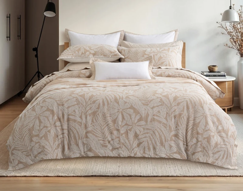 Dorado Duvet Cover, Cotton, Botanical, Beige,