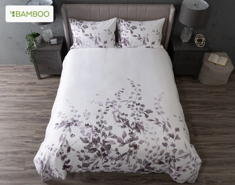Casano Duvet Cover, Bamboo Cotton, Botanical, White,