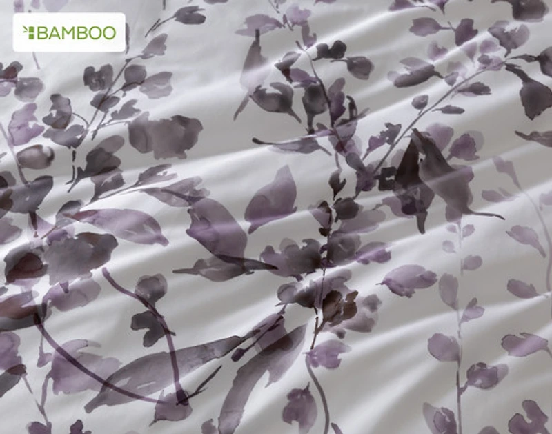 Casano Duvet Cover, Bamboo Cotton, Botanical, White,