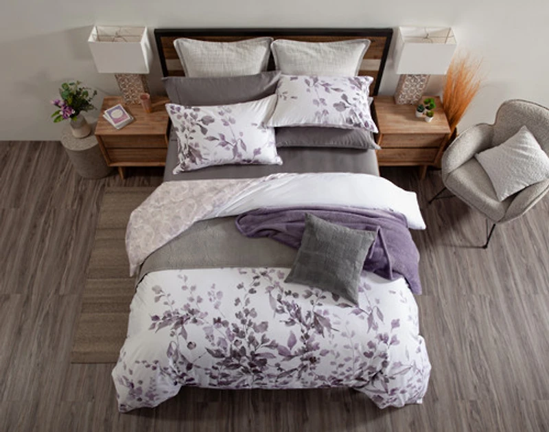 Casano Duvet Cover, Bamboo Cotton, Botanical, White,