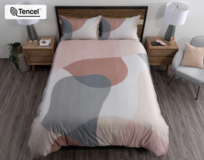 Tarna Contemporary Duvet Cover, TENCEL Lyocell, Geometric, Orange,