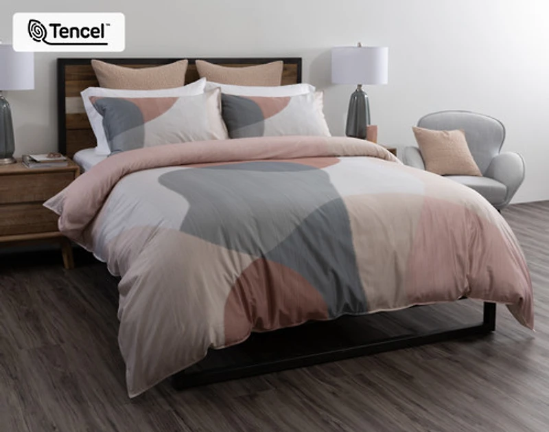 Tarna Contemporary Duvet Cover, TENCEL Lyocell, Geometric, Orange,