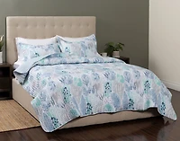 Eliana Recycled Polyester Coverlet Set, Botanical, Blue,